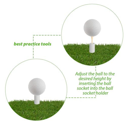 Golf Rubber Tee Holder Set for Driving Range 6 Set Golf Practice Mat Golfs Tees Practice for Golfs Hitting Mats Outdoor Indoor 1.5 Inch White Tee Holder for Hitting Mats Artificial Turf Golfe Mat