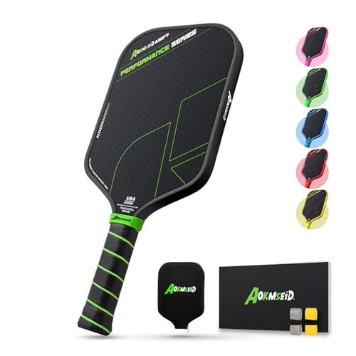 AKS Performance Series Pickleball Paddles Set - Toray T700 Raw Carbon Fiber Pickleball Paddle with Friction Surface, 16mm Powerful Polymer Core, Good Control & Spin Shots, USAP Approved - color: Black