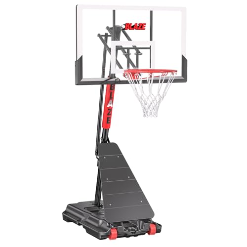 Basketball Hoop Outdoor 5.3-10ft Height Adjustable Portable Basketball Goal System with 45 Inch Shatterproof Backboard for All Ages in Backyard/Driveway/Indoor