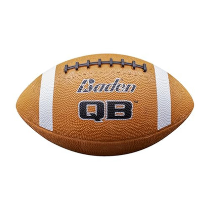 Baden QB Rubber Football | Molded Rubber Cover and Laces Holds up to Tough Conditions | Ideal for Backyard Play, Camps & Leagues | Brown | Pee-Wee, Junior, Youth, Official Sizes - size: Pee-Wee Size 5, style: Single Ball