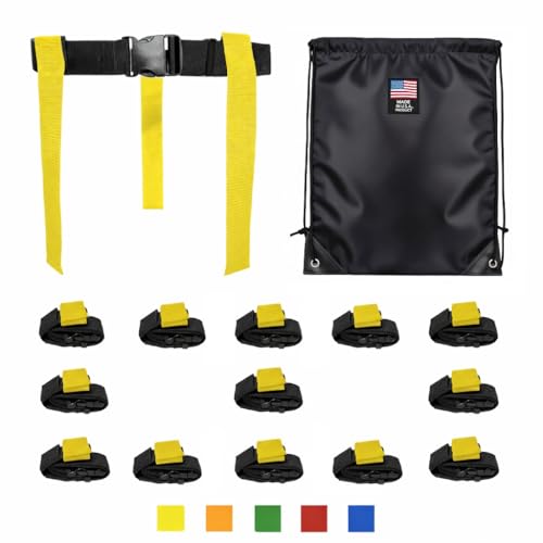 HE Adult Flag Football Belts 40″ Adjustable, Extra-Wide 2″ Heavy-Duty Polypro – Made in USA Lifetime Waranty Several Colors - color: Yellow