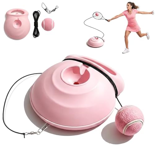 Tennis Trainer Rebound Ball with String, Portable Pink Solo Practice Training Tool,Tennis Rebounder Kit for Adults Women Beginners, Self Tennis Trainer for Indoor or Outdoor Tennis Training
