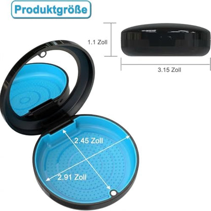 Retainer Case with Mirror, Orthodontic Dental Case for Braces, Mouth Guard, Dentures, Teeth Aligner, Night Guard Container Storage Holder Black