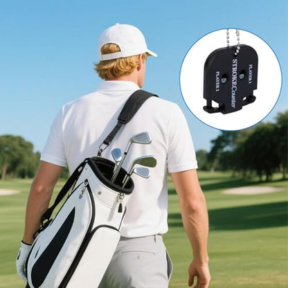 2 Pcs Golf Stroke Counters, Portable Score Keeper with Hanging Rope Mini Square Design 2 Player Stroke Counter Clicker for Golf Training Competitions & Games