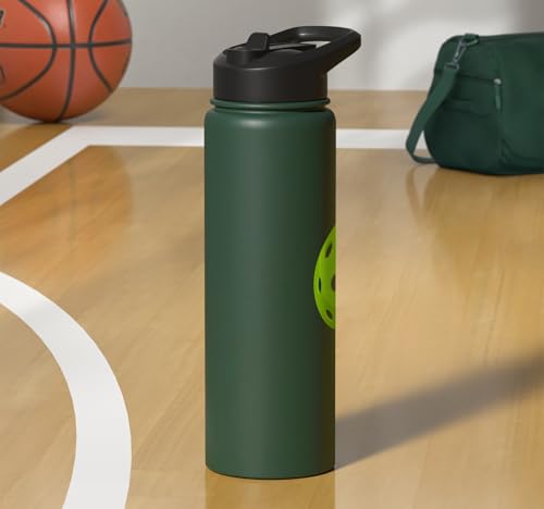 Pickleball: Dinking Buddy Stainless Steel Insulated Water Bottle - color: Dark Green
