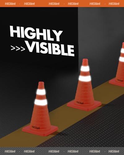 HiGiant [4 Pack] Collapsible Traffic Safety Cones 18 Inch, Orange Pop-up Cones with Reflective Collar, Caution Cones for Road Driving Practice and Parking Lot - size: 18inch
