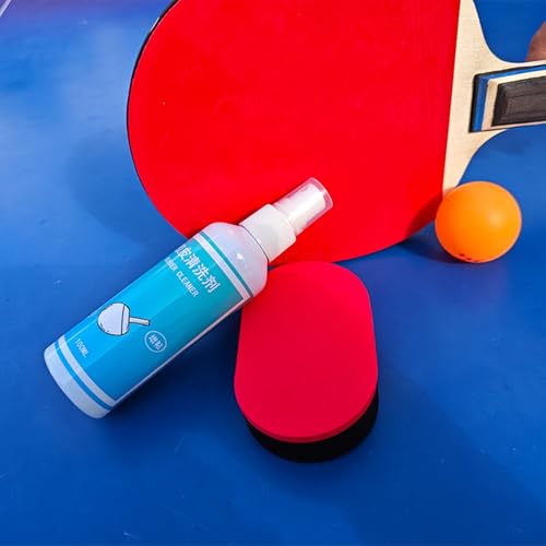 Pong Paddle Rubber Cleaner - 100ml Racket Care Agent with Sponge,Cleans Dust, Oil Stains, Sweat from The Rubber to Maintain Its Good Grip and Elasticity