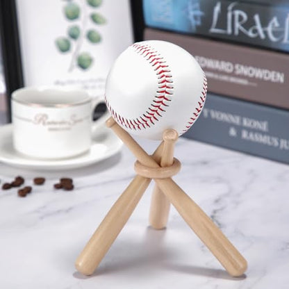 Mudder 20 Pack Baseball Stand Baseball Holders Balls Display Wooden Display Stand Holder Centerpieces for Tables for Sports Lover (Light Brown) - color: Light Brown