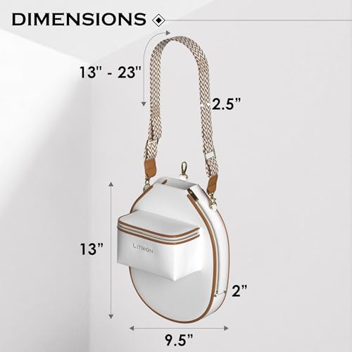 Pickleball Bag for Women, Cute Stylish Paddle Bag, Leather Crossbody with Adjustable Strap & Fence Hook