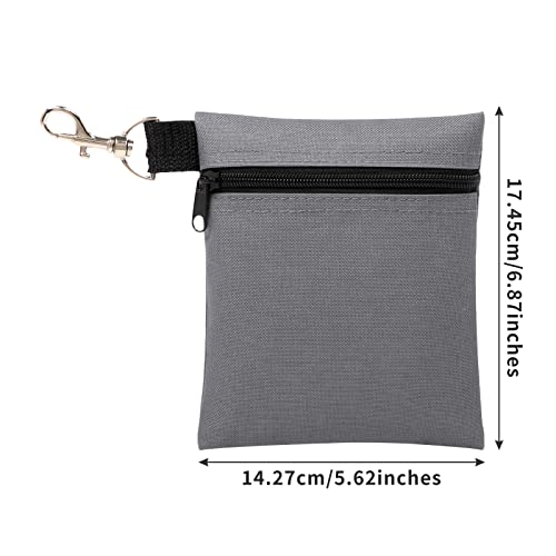 Golf Tee Pouch, 5.62 X 6.87 Inch Professional Zipper Golf Tee/Ball Pouch Bag with Metal Lobster Claw Clip - color: GREY