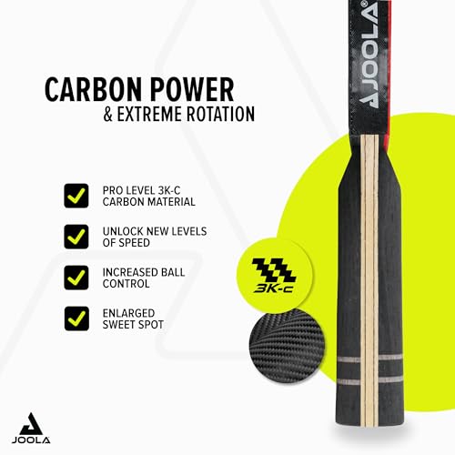JOOLA Infinity Carbon Professional Ping Pong Paddles - Ergonomic Comfort Grip - ITTF Approved Rubbers - Professional Ping Pong Paddle for Advanced Control & Speed - Table Tennis Racket - color: Black