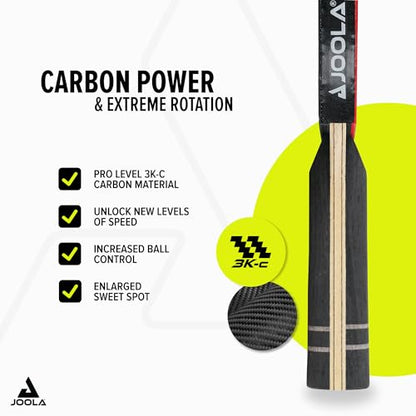 JOOLA Infinity Carbon Professional Ping Pong Paddles - Ergonomic Comfort Grip - ITTF Approved Rubbers - Professional Ping Pong Paddle for Advanced Control & Speed - Table Tennis Racket - color: Black
