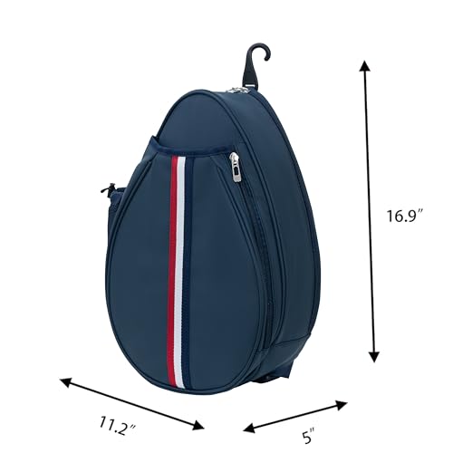 White PU One Shoulder Crossbody Tennis Backpack Girls Tennis Bag Tennis Racket Sling Bag for Women, with Water Bottle Holder - color: Blue