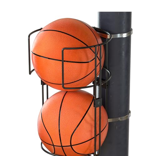 J JACKCUBE DESIGN Sturdy Metal Vertical Ball Storage Rack Standing Ball Holder Organizing Display Wall or Pole Mounted for 2 Ball Storage Rack - MK735B