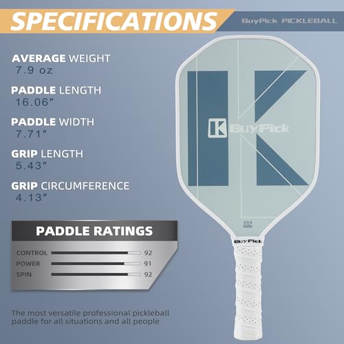 Pickleball Paddle, USAPA Approved, Lightweight & Wide, Carbon Fiber Surface, 16mm Thick, Anti-Slip Grip, Gift for Men - size: White Carbon | 16 mm | 2 paddles