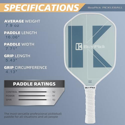 Pickleball Paddle, USAPA Approved, Lightweight & Wide, Carbon Fiber Surface, 16mm Thick, Anti-Slip Grip, Gift for Men - size: White Carbon | 16 mm | 2 paddles