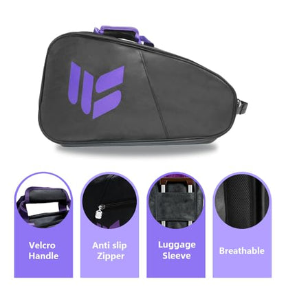 Smartway Tennis Bag for Men Women, 6 Rackets Large Racquet Bag with Shoe Compartment & Insulated Pocket, Waterproof Gym Backpack & Sports Duffel for Pickleball, Training and Daily Use - color: Black