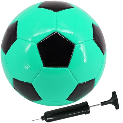 Soccer Ball Size 3 4 5 Kid Youth Adult for Fun Wear Resistant Leather Come with Inflator Training Practice Child Toy Balls Gift School Football Competition - color: Lake Green, style: Size 4
