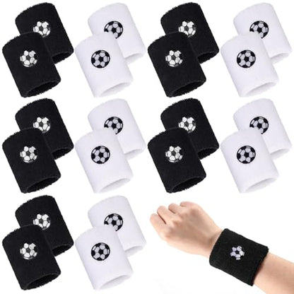 Daifunli 20 Pieces Sports Wristbands Wrist Sweatbands with Ball Pattern Design for Sports Party Birthday Party Favors - style: Soccer