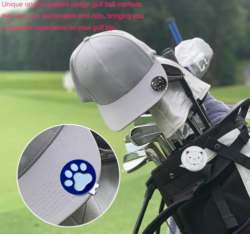 Adhere Golf Ball Markers Personlized Double Side Cute cat Logo Enamel with A Magnetic Hat Clips,A Premium Golf Gifts. - color: O-Cute cat + Paw