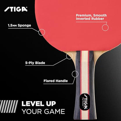 STIGA Performance 2 or 4 Player Table Tennis Set – USATT Approved Rackets and 3-Star Balls – 5-Ply Blade & Flared Handle – Perfect for Skill Development - style: 2 Player Set