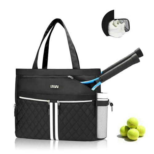 Tennis Bags for Women, Tennis Bag Holds 2 Rackets, Gym Bags with Ventilated Shoe Compartment, Suitable for Pickleball Tennis Badminton - color: Black, size: M