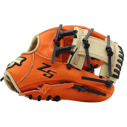 SSK Z5 Craftsman Youth Baseball Glove – 10.5” – 11” – 11.25” – 11.5” Right & Left Hand Throw - color: Orange/Camel/Black - I Web, size: 11" - Right Hand Throw