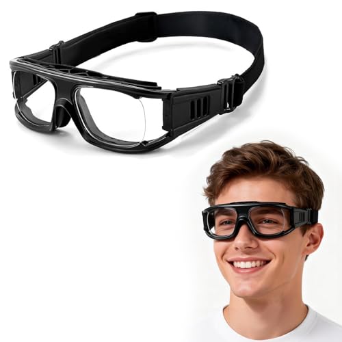 KERHAN Sports Goggles - Anti Fog Protective Eyewear for Racquetball, Basketball-Shatterproof TR90 Frame, Adjustable Strap - color: Black