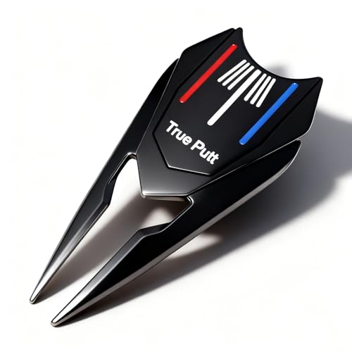 Golf Divot Tool with Ball Marker and Magnetic Hat Clip, Multi-Functional Durable Divot Repair Tool, Premium Golf Accessories for Man Women Golfers Gift - color: Black