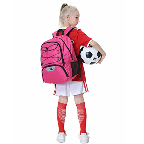 Hsmihair Youth Soccer Bag-Soccer Backpack&Backpack for Football Basketball,with Ball Compartment Separate Cleat Package - color: Pink2