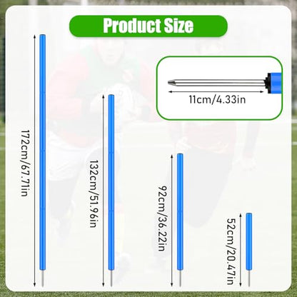 TOBWOLF Adjustable Soccer Agility Training Poles, Detachable Sports Training Speed Sticks, Outdoor Sports Speed & Agility Turf Training Poles for Soccer Drills