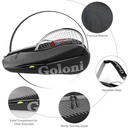 Goloni | 3 Racquet Tennis Bag, for Professional or Beginner Tennis Players, Rackets Cover Bag with Protective Pad & Lightweight | Unisex Design for Men, Women, Youth and Adults - color: Grey
