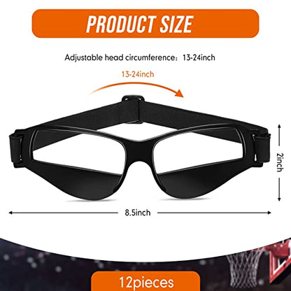 Weewooday 12 Pack Basketball Dribbling Goggles Adjustable Sport Training Glasses Aid for Team Training Aid Basketball Equipment Safety Specs for Adult Teenagers Youth, 8.5 x 2 Inch
