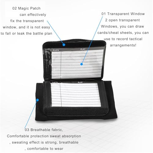 Multifunctional Football Play Wristband, Large Window Softball Wristband for Quarterback Playbook, Sports Coach Play Card Holder for Baseball Soccer Basketball