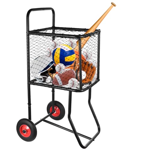 Sports Ball Locker with Wheels, Pro Rolling Sports Batting Practice Balls Cart Holder 300 Baseballs/150 Softballs Heavy-Duty Portable Baseball Storage Rack for Caddy Gym School Club 22''x24''x45''