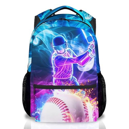 Backpack for Boys Baseball Backpacks with Padded Shoulder Straps - Kids Sports BookBag with Padded Shoulder Straps, Durable School Supplies for Teens Boys (17 Inch) - color: Light Purple