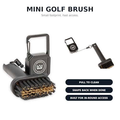 Mini Golf Club Brush, Retractable Golf Brush for On-Course Club Face Cleaning, Compact Clip-On Golf Bag Brush, Portable Golf Club Brush