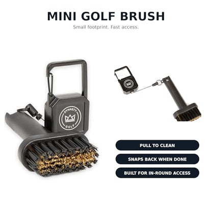 Mini Golf Club Brush, Retractable Golf Brush for On-Course Club Face Cleaning, Compact Clip-On Golf Bag Brush, Portable Golf Club Brush