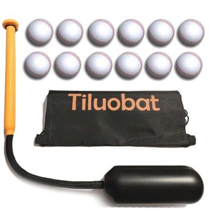 Baseball Hitting Trainer Set -Train Batting Skills with Centrifugal Force & Rope Baseball Swing Trainer bat Includes 12 White Training Softies