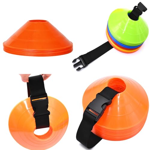 20Pcs Orange Soccer Disc Cones with Carry Strap Multi-Sport Training Cones Agility Soccer Football Markers for Sports Drills Practice Outdoor