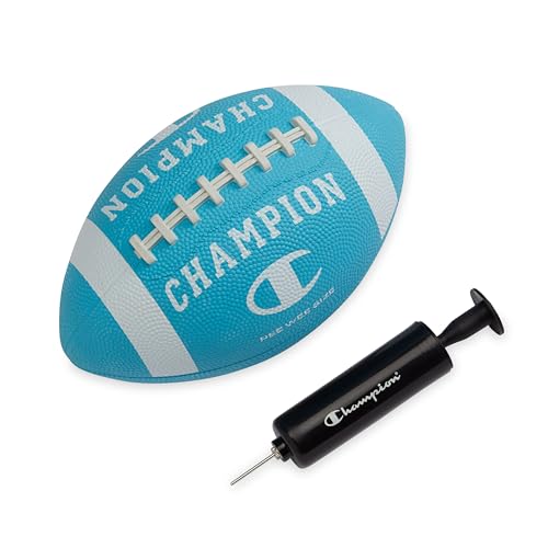 Champion Blitz Football, All-Weather Football, Enhanced Grip, Durable Rubber Cover and Molded Laces, for Outdoor Sports & Training, Includes 6 Ball Pump - color: Fierce Tide/White, size: Pee Wee
