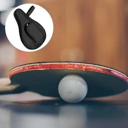 POPETPOP Table Tennis Paddle Storage Bag with Fixed Compartments, Portable Ping Pong Racket Protective Organizing Case, Black Paddle Cover for Sports and Travel