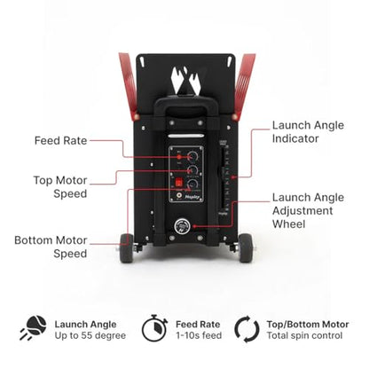 Portable Tennis Ball Machine (26lbs) - Dual Motor for TopSpin and Backspin, 80+ Balls, Max 68MPH, 4+ Hours Play with External Lithium Battery - style: N1 Ball Machine + Oscillator Combo