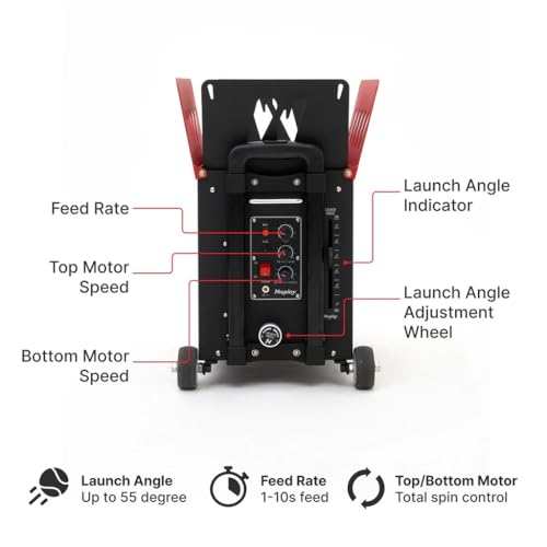 Portable Tennis Ball Machine (26lbs) - Dual Motor for TopSpin and Backspin, 80+ Balls, Max 68MPH, 4+ Hours Play with External Lithium Battery - style: N1 Ball Machine Only (Black-Red)