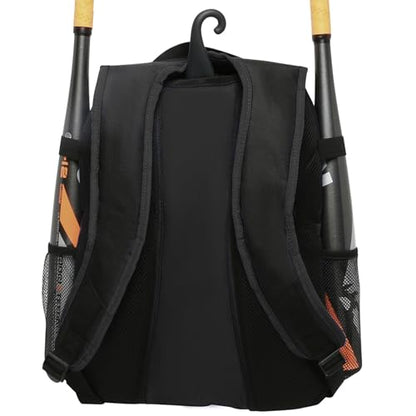 Athletico Youth Baseball Bag - Bat Backpack for Baseball, T-Ball & Softball Equipment & Gear | Holds Bat, Helmet, Glove | Fence Hook - color: Black
