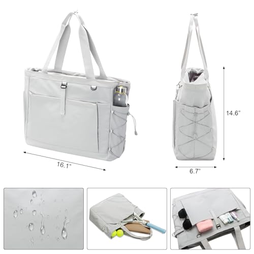 Tennis Gym Bag for Women, Tennis Tote Bag with Shoe Compartment & Wet Pocket, Tennis Racket Bag Holds 2-4 Rackets, Weekend Bag with Laptop Compartment for Men & Women - color: Grey
