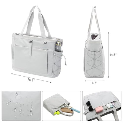 Tennis Gym Bag for Women, Tennis Tote Bag with Shoe Compartment & Wet Pocket, Tennis Racket Bag Holds 2-4 Rackets, Weekend Bag with Laptop Compartment for Men & Women - color: Grey