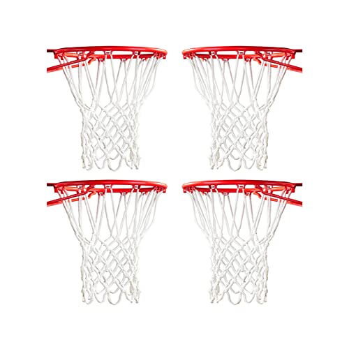 ALALAL 4 Pcs White Premium Quality Professional Basketball Net Replacement Bold Polyester Woven Rope Basketball Hoop Nets Fits Standard Indoor or Outdoor Rims 12 Loops，21inch