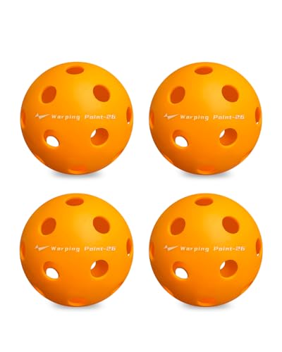 Warping Point Pickleball Balls | 26 Holes, 40 Holes | 4 Pack, 12 Pack | Meet USAPA Specifications | High Bounce Durable Practice Pickle Ball for Beginner & Intermediates | Orange, Blue, Yellow, Green - size: 4 pack