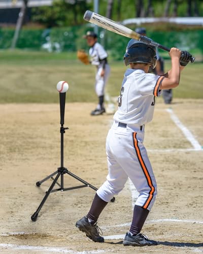 Gonex Baseball Tee Softball Tee Practice Hitting Batting Tripod Stand Rubber Tee Collapsible Portable with Carrying Bag - color: Black